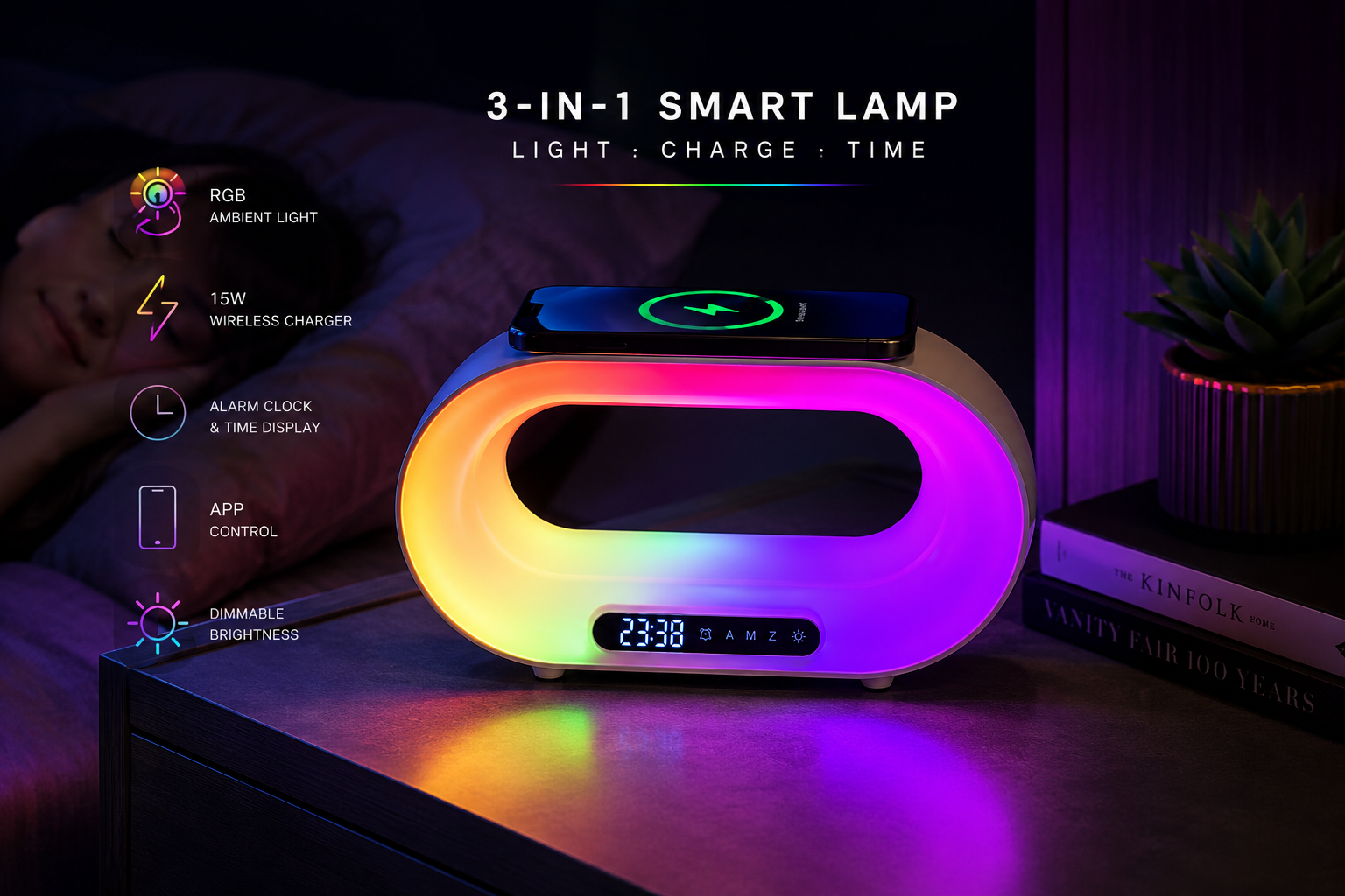 AuraCharge™ Smart Lamp 3-in-1