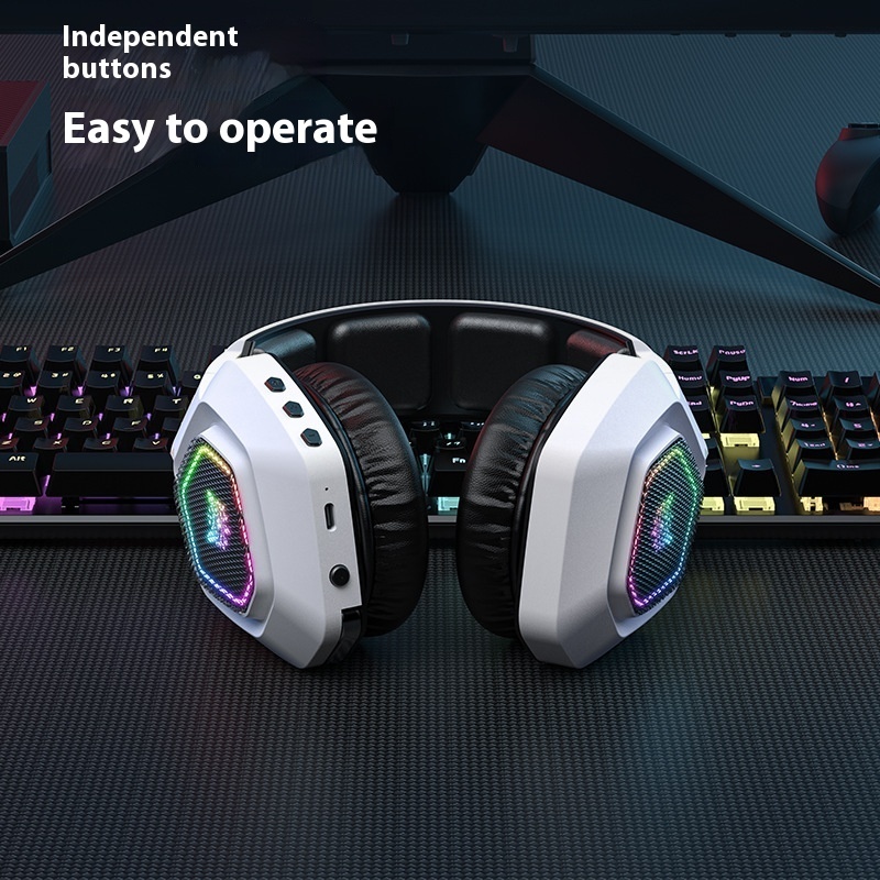 Wireless Gaming Headset Wearing Bluetooth 24g Headset RGB Luminous Headphones - Image 4
