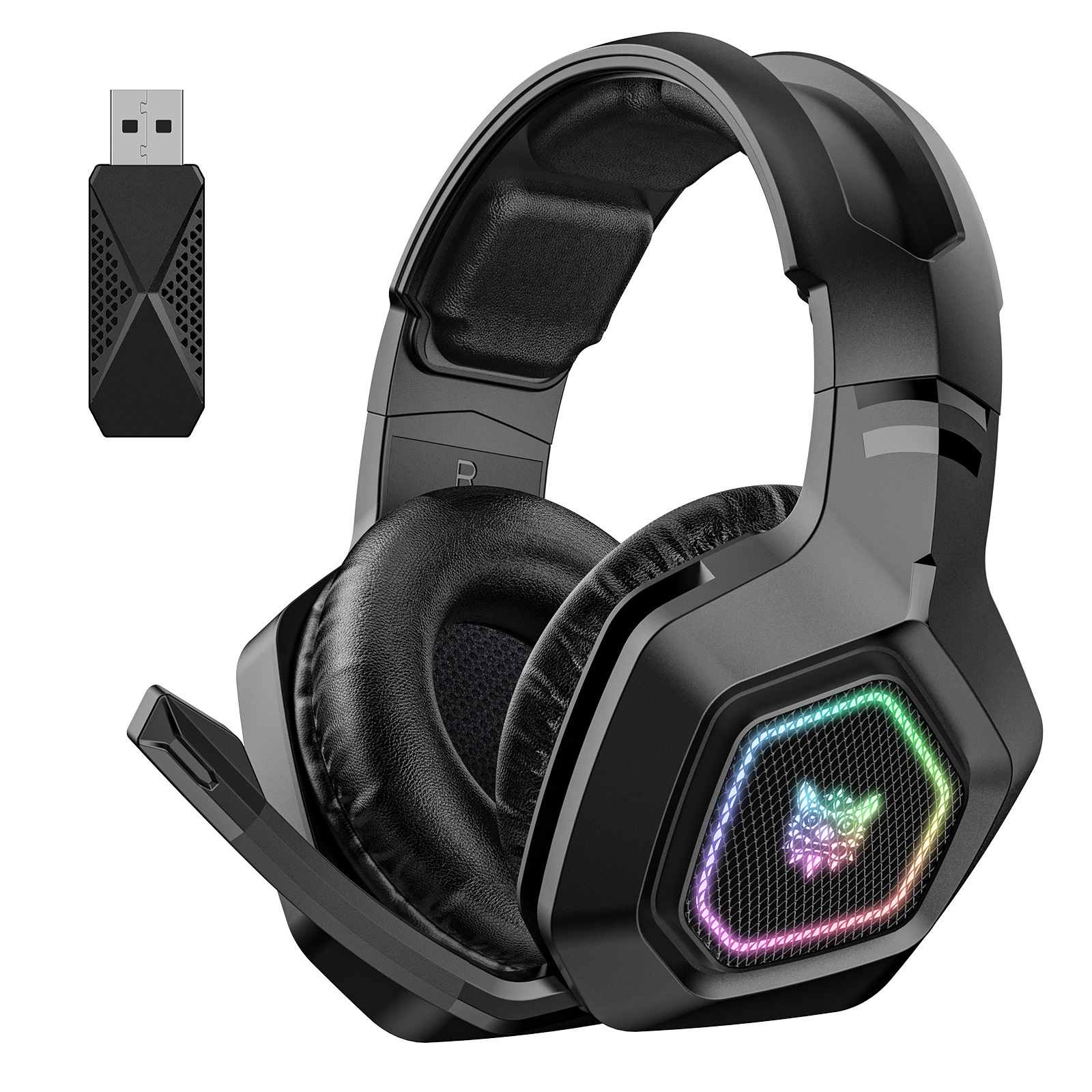 Wireless Gaming Headset Wearing Bluetooth 24g Headset RGB Luminous Headphones - Image 6