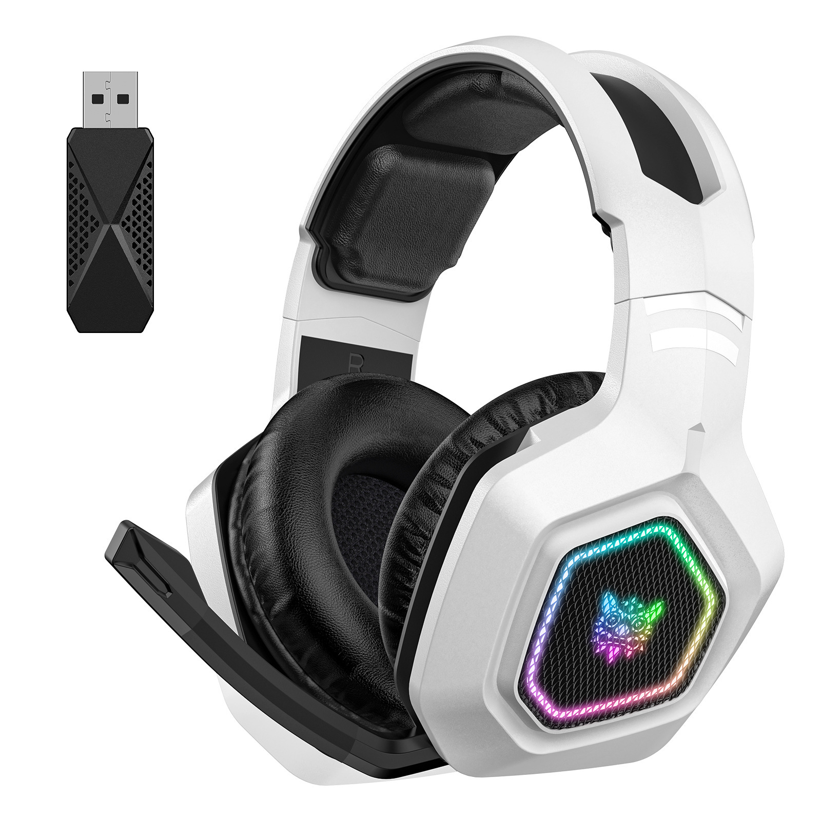 Wireless Gaming Headset Wearing Bluetooth 24g Headset RGB Luminous Headphones - Image 2